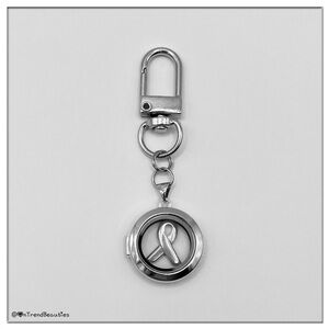 Stainless Steel Glass Floating Locket, Sterling Silver Awarness Charm, Bag Charm